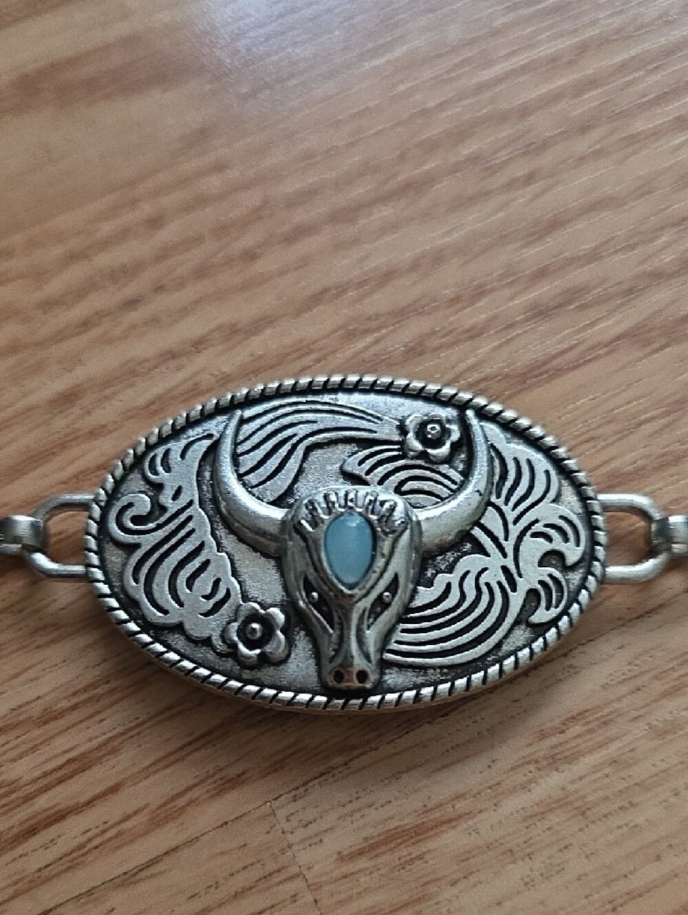 Silver Western Concho Link Bull Chain Belt - Picture 4 of 5